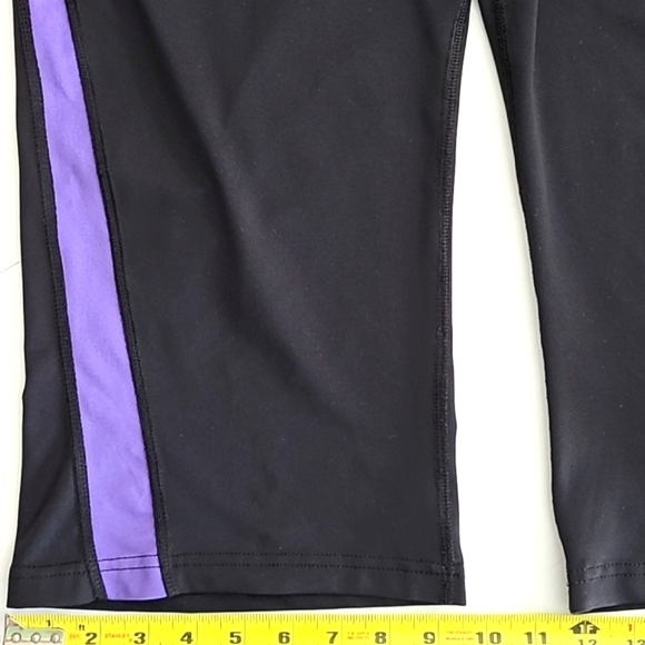 Tek Gear Fit & Flare Black with Purple Detailing Yoga Pants Size Large - Picture 8 of 12